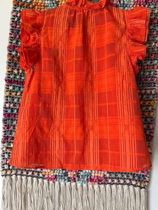 THML Bright Orange Ruffle Sleeve Blouse - Picture 7 of 7